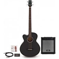 Electro Acoustic Left Handed Bass Guitar + 35W Amp Pack Black