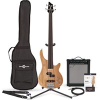 Chicago Fretless Bass Guitar + 35W Amp Pack by Gear4music Natural
