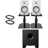 Yamaha HS5 Complete Studio Bundle White with HS8S Subwoofer