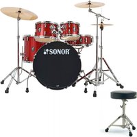 Sonor AQX 22 5pc Drum Kit w/Hardware & Free Throne Red Moon Sprkl.