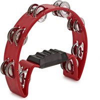 D-Shaped Tambourine by Gear4music Red