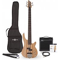 Chicago 5 String Neck Thru Bass Guitar + 15W Amp Pack Natural