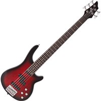 Chicago 5 String Bass Guitar by Gear4music Trans Red