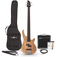 Chicago Fretless Bass Guitar + 15W Amp Pack by Gear4music Natural