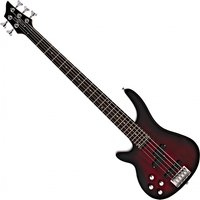 Read more about the article Chicago 5 String Left Handed Bass Guitar by Gear4music Trans Red
