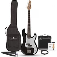 LA Short Scale Bass Guitar + 15W Amp Pack Black
