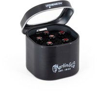 Read more about the article Martin Luxe (Liquid Metal) Gloss Black with Red Bridge Pins 6 Pack