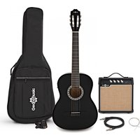 Classical Electro Acoustic Guitar Black by Gear4music + Amp Pack