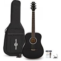 3/4 Size Electro Acoustic Travel Guitar Pack by Gear4music Black