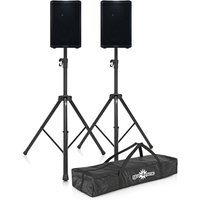 QSC CP8 8 Active PA Speakers with Stands