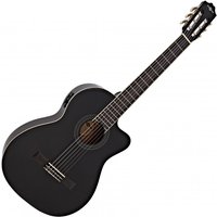 Deluxe Cutaway Classical Electro Acoustic Guitar by Gear4music Black