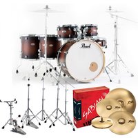 Pearl Decade Maple 6pc Pro Drum Kit w/Sabian XSRs Satin Brown Burst