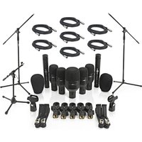 7 Piece Drum Mic Complete Set Including Stands and Cables