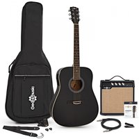 Dreadnought Electro Acoustic Guitar + 15W Amp Pack Black