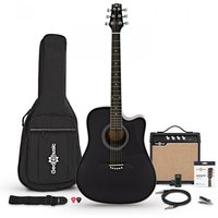 Dreadnought Cutaway Electro Acoustic Guitar + 15W Amp Pack Black