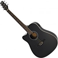 Dreadnought Left-Handed Cutaway Acoustic Guitar by Gear4music Black