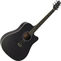 Dreadnought Cutaway Electro Acoustic Guitar by Gear4music Black