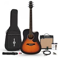 Dreadnought Cutaway Electro Acoustic Guitar + 15W Amp Pack Sunburst