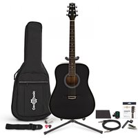 Dreadnought Left Handed Acoustic Guitar + Accessory Pack Black