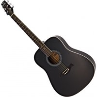 Dreadnought Left-Handed Acoustic Guitar by Gear4music Black