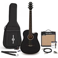 3/4 Size Electro-Acoustic Travel Guitar + 15W Amp Pack Black