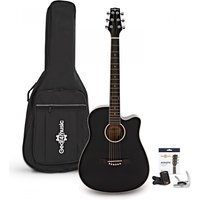 3/4 Electro Acoustic Cutaway Travel Guitar Pack by Gear4music Black