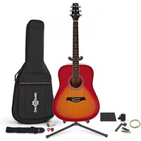 Dreadnought Acoustic Complete Pack by Gear4music Cherry Sunburst