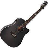 Dreadnought 12 String Electro Acoustic Guitar by Gear4music Black