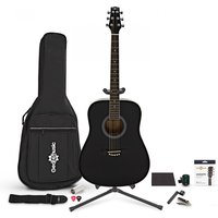 Dreadnought Acoustic Guitar by Gear4music Accessory Pack Black