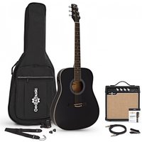 Dreadnought Thinline Electro Acoustic Guitar + 15W Amp Pack Black