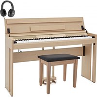 DP-12 Compact Digital Piano by Gear4music + Stool Pack Light Oak