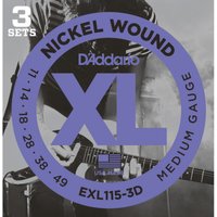 DAddario EXL115 Nickel Wound Medium/Blues-Jazz Rock 11-49 x 3 Pack