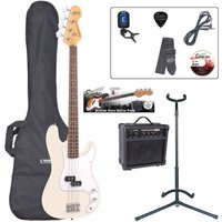 Encore E4 Bass Guitar Outfit Vintage White