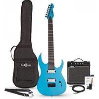 Harlem S 7-String Electric Guitar + 15W Amp Pack Blue Sparkle