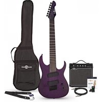 Harlem S 7-String Fanned Fret Guitar + 15W Amp Pack Purple Sparkle