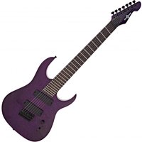 Harlem S 7-String Fanned Fret Guitar by Gear4music Purple Sparkle