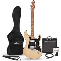 Read more about the article LA Select Electric Guitar HH + Amp Pack Natural Flame