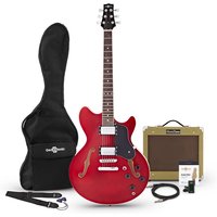 San Francisco Semi Acoustic Guitar + SubZero V35RG Amp Pack Wine Red