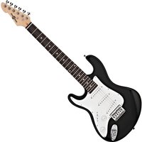 3/4 LA Left Handed Electric Guitar by Gear4music Black