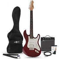 LA Select Electric Guitar HSS + Amp Pack Trans Red