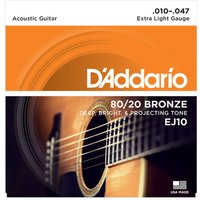DAddario EJ10 80/20 Bronze Acoustic Strings Extra Light 10-47