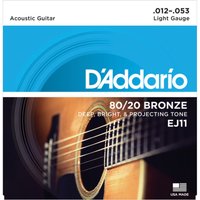DAddario EJ11 80/20 Bronze Acoustic Guitar Strings Light 12-53