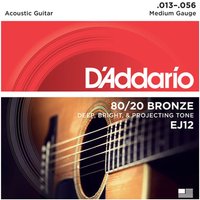 DAddario EJ12 80/20 Bronze Acoustic Guitar Strings Medium 13-56