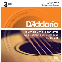 DAddario EJ15 Phosphor Bronze Extra Light 10-47 x 3 Pack