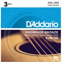 DAddario EJ16-3D Phosphor Bronze Light 12-53 x 3 Pack