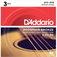 DAddario EJ17-3D Phosphor Bronze Medium 13-56 x 3 Pack