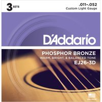 DAddario EJ26 3D Phosphor Bronze Custom Light 11-52 x 3 Pack