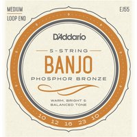 DAddario EJ55 5 String Banjo Strings Phosphor Bronze Medium 10-23