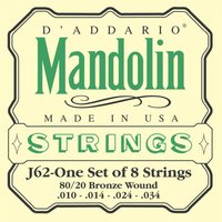 DAddario J62 80/20 Bronze Mandolin Strings Light 10-34