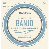 DAddario EJ69 5 String Banjo Strings Phosphor Bronze  Light 9-20